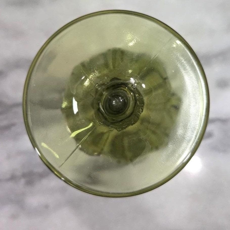 Libbey Gibraltar Olive Green Goblets, Set of 4, Vintage Footed Water Glasses - Thumbnail 8