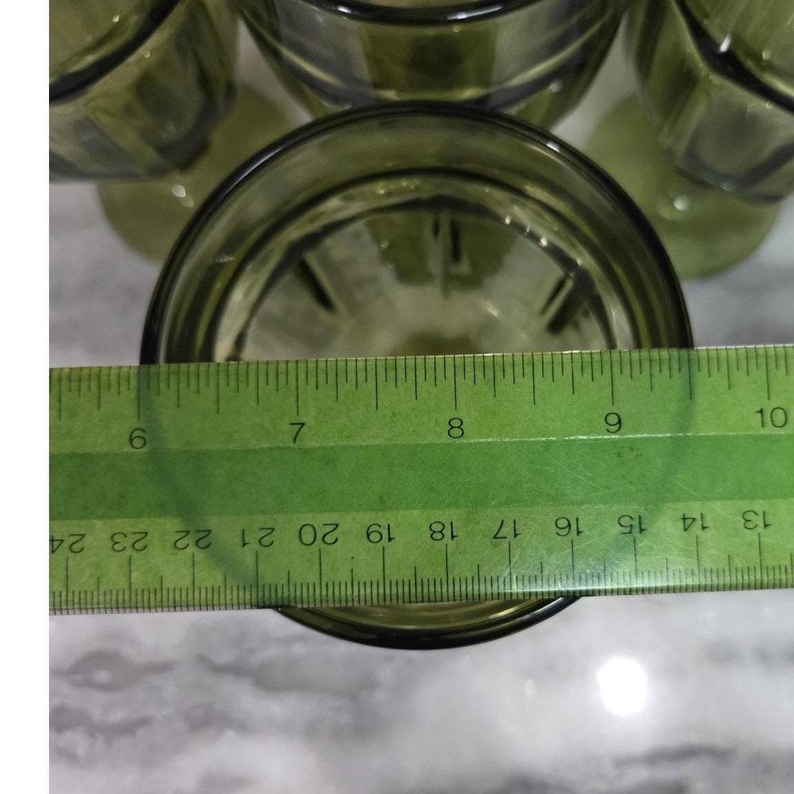 Libbey Gibraltar Olive Green Goblets, Set of 4, Vintage Footed Water Glasses - Thumbnail 10