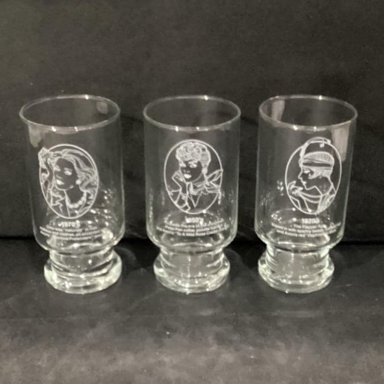 Avon Advertising Tumblers, Set of 3 Vintage Gibson Girl & Flapper Fashion Design - Thumbnail 3