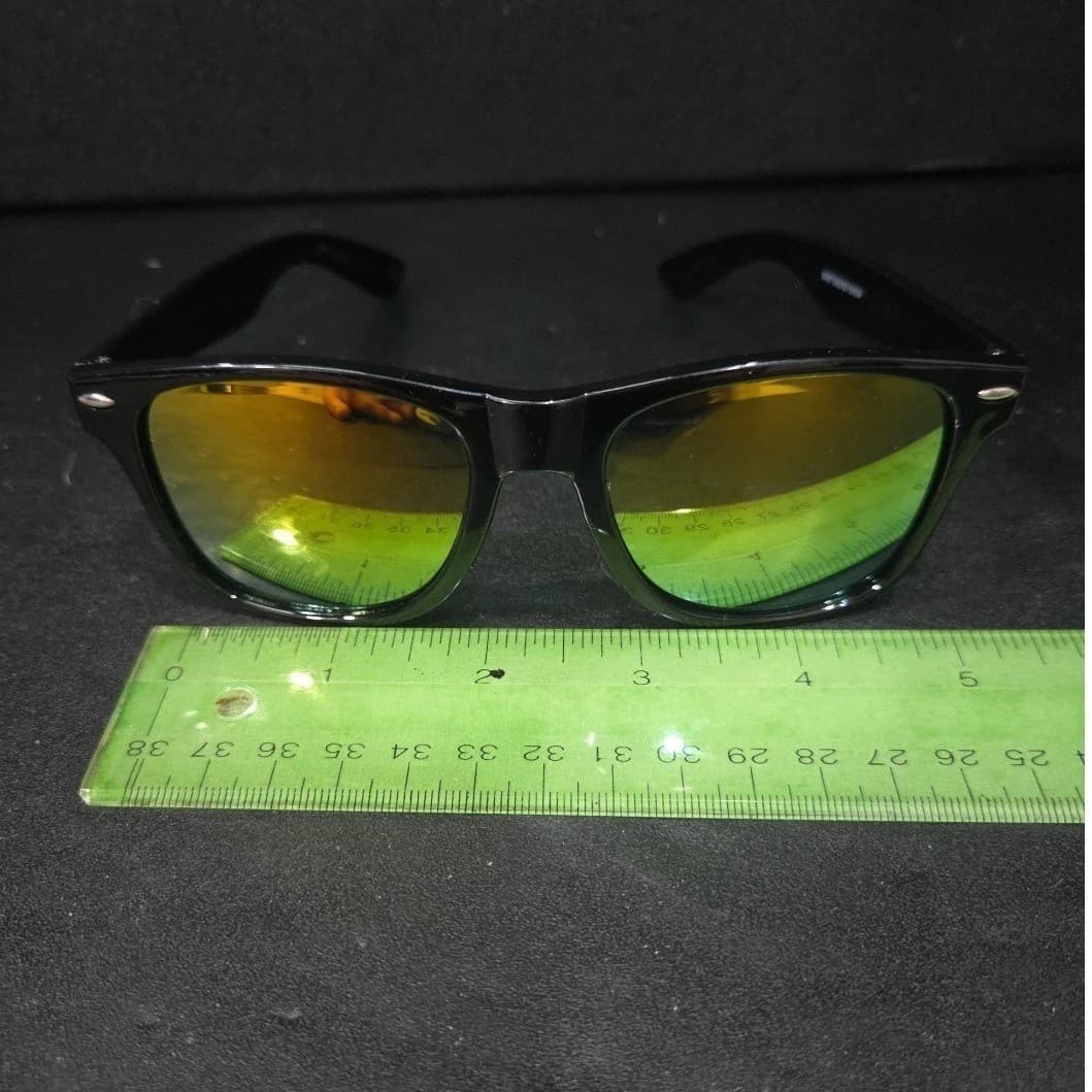 Feam Aero Black Sunglasses, Yellow Gold Mirrored Lenses, Sporty Shades - Thumbnail 2