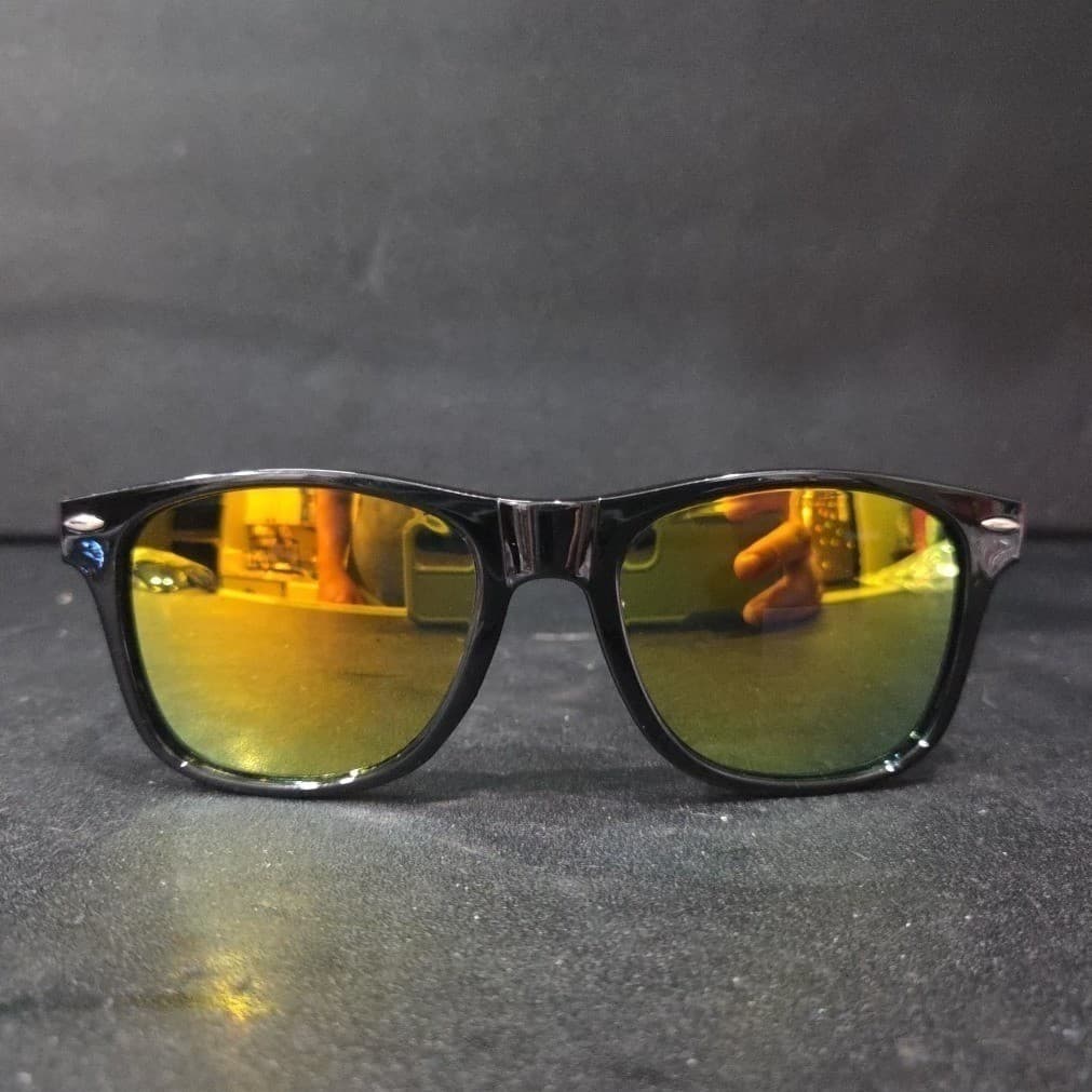 Feam Aero Black Sunglasses, Yellow Gold Mirrored Lenses, Sporty Shades - Thumbnail 3