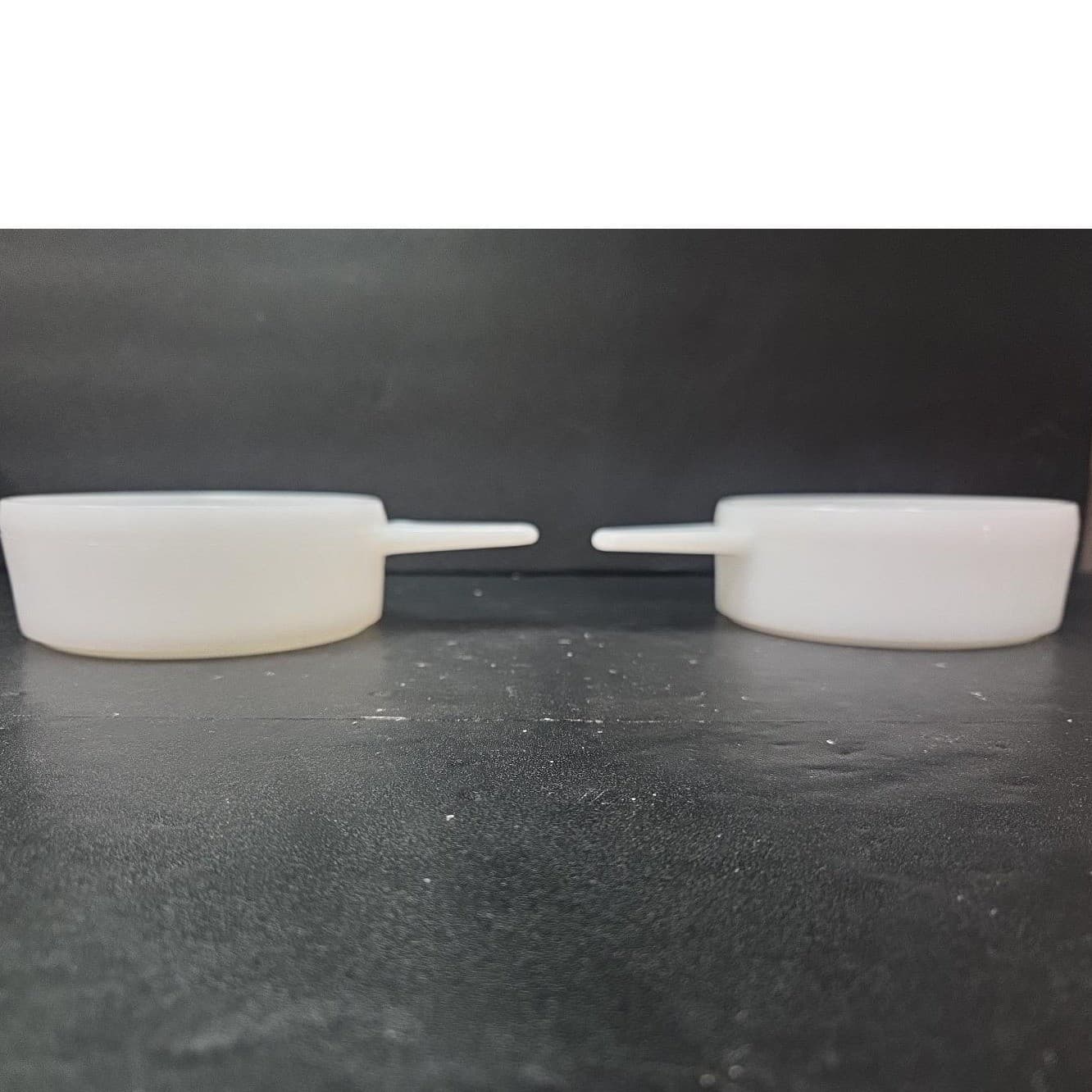Glasbake Milk Glass Soup Bowls, Set of 2, Vintage Handled Ovenware, Replacements - Thumbnail 4
