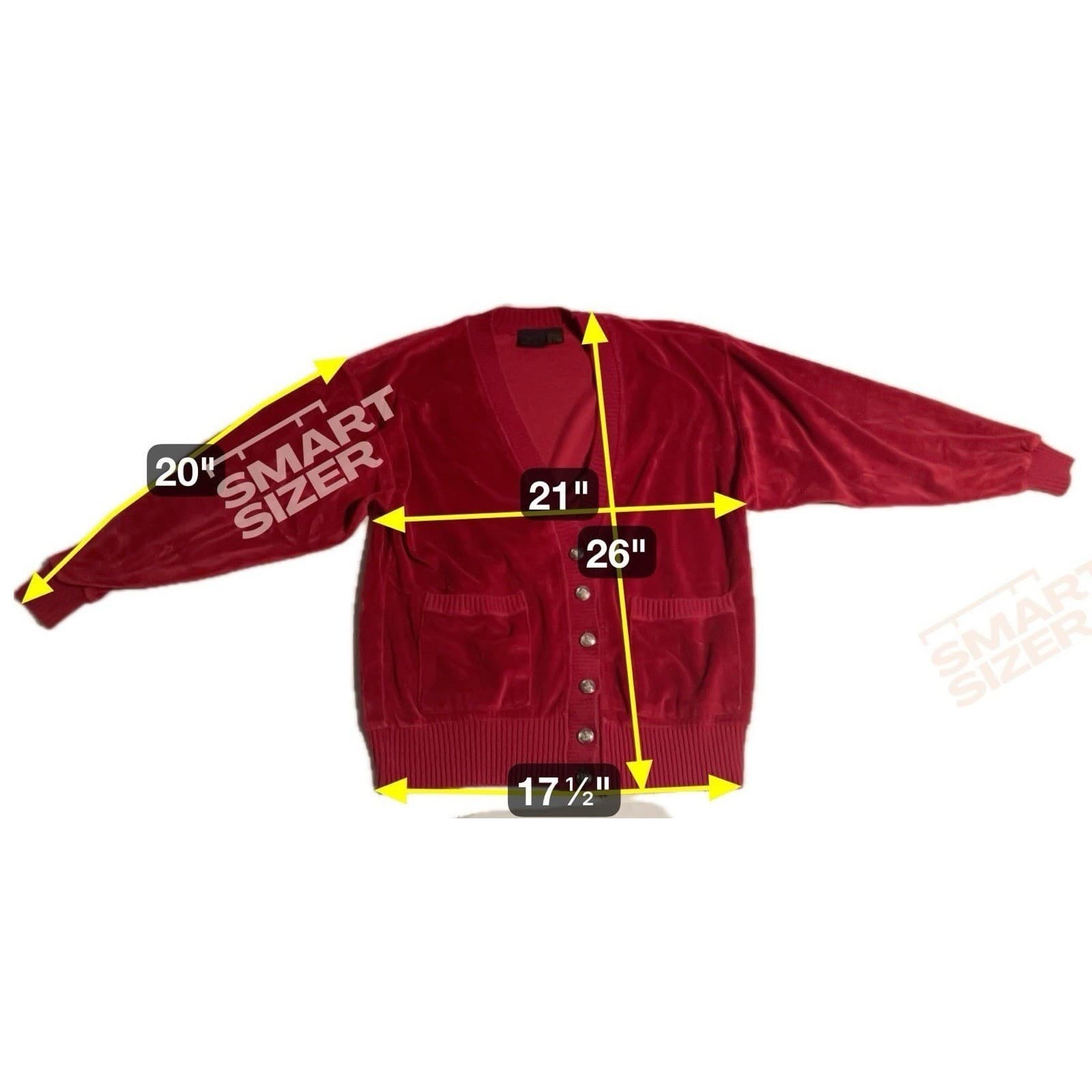 Liz Claiborne Vintage Red Velour V-Neck Cardigan, Women Large Sweater - Thumbnail 2