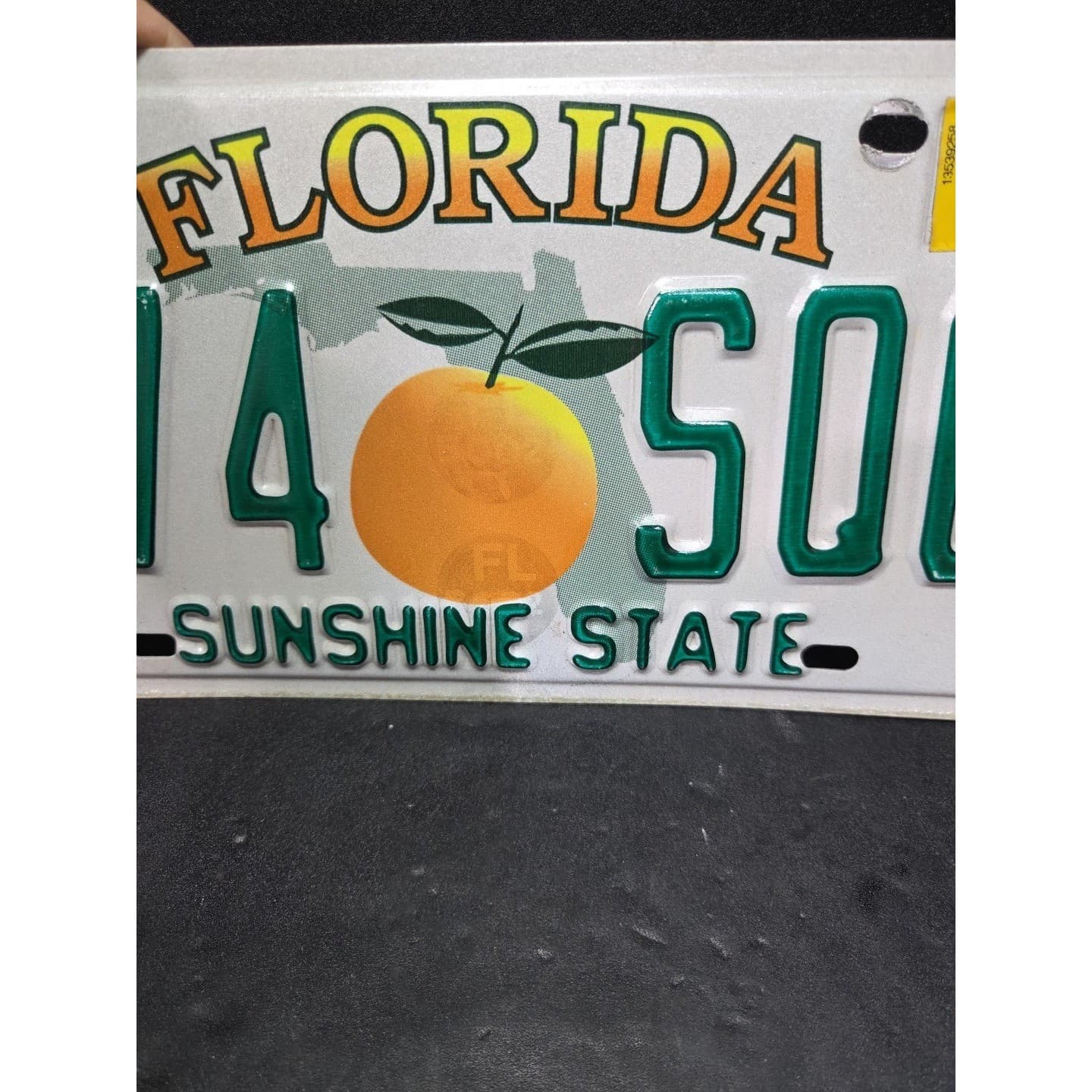 Florida Sunshine State License Plate V74 SQO, Orange Graphic, 2003 Sticker - Thumbnail 6