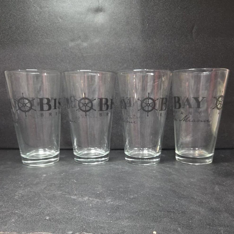 Biscayne Bay Brewing Company Craft Beer Glass, Set of 4 Vintage Miami Breweriana - Thumbnail 5