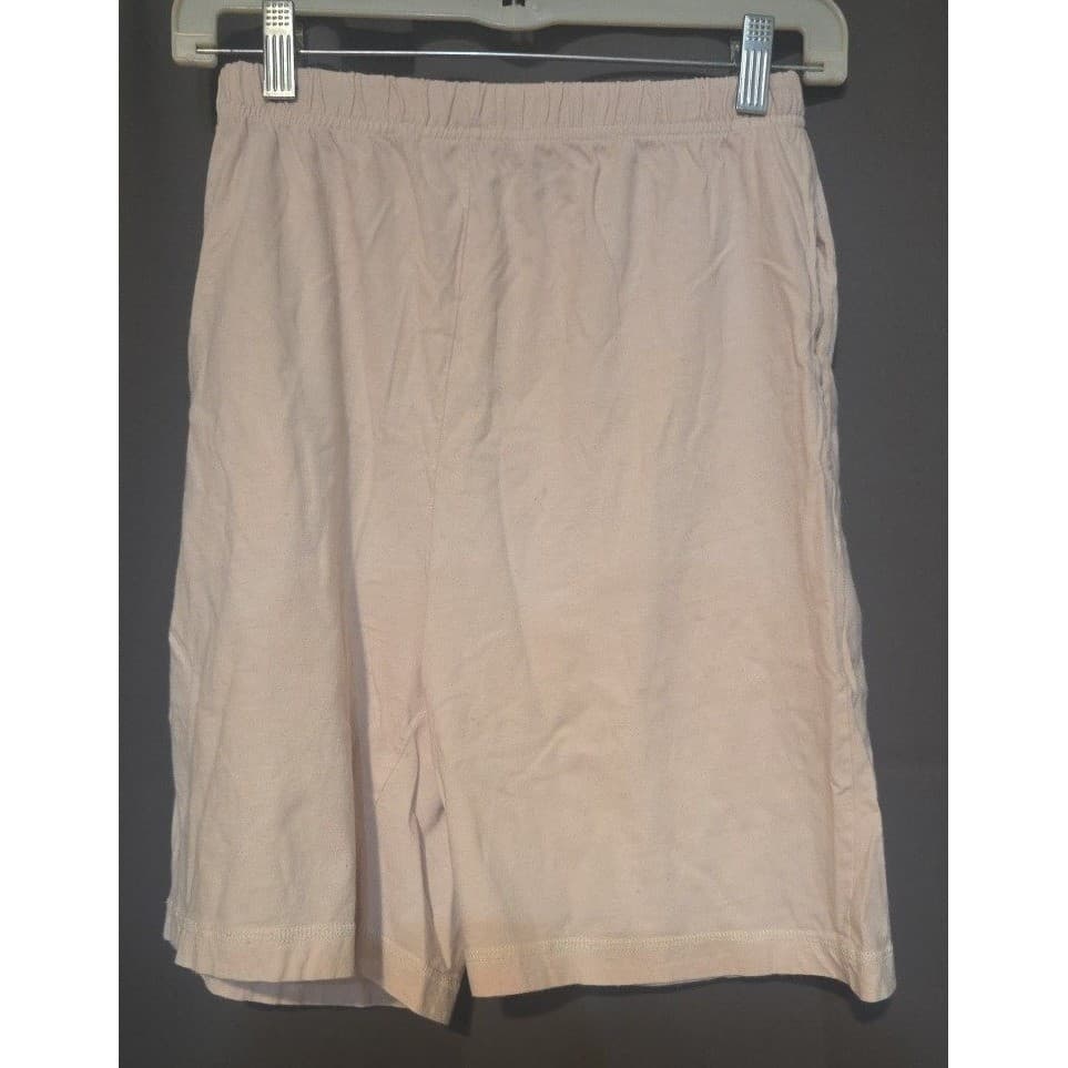 Chaus Sport Pale Pink Elastic Waist Knit Lounge Shorts, Side Pockets, Women's - Thumbnail 3
