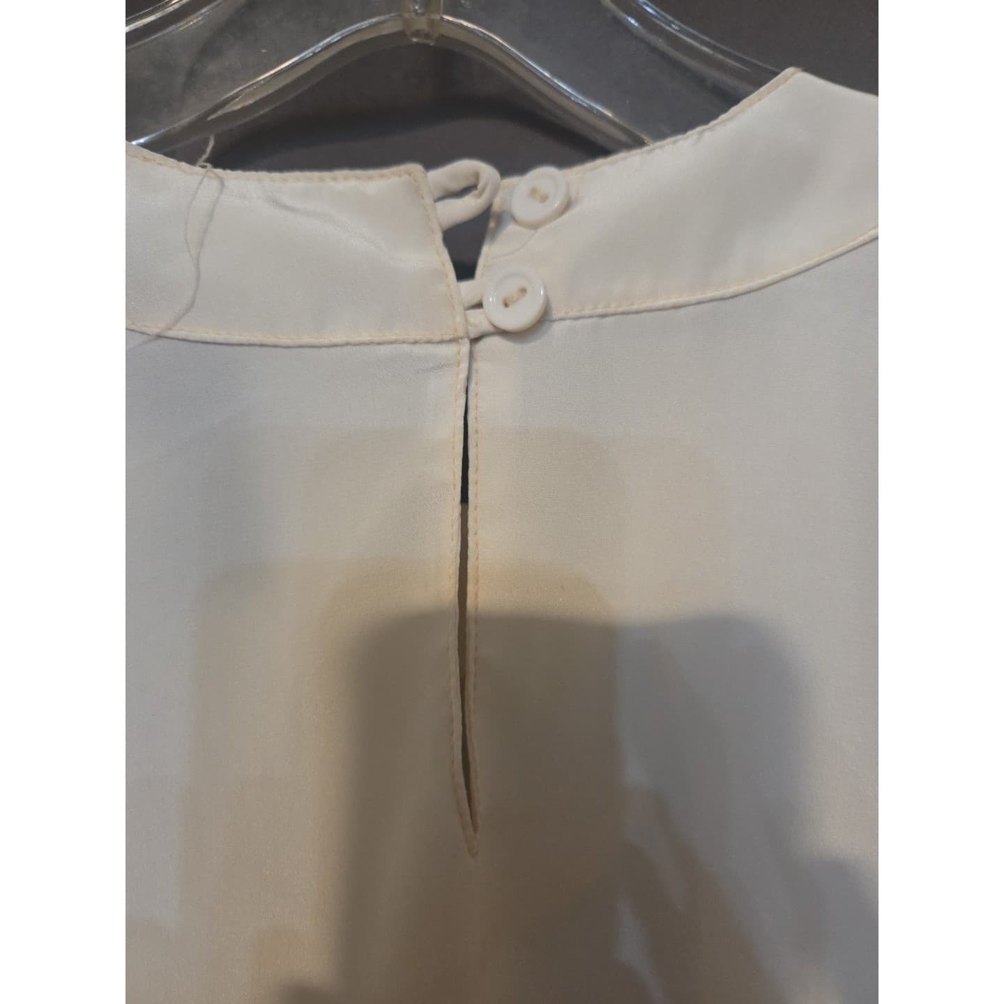 Estee Lauder White Short Sleeve Keyhole Back Blouse, Women's Small Top - Thumbnail 6