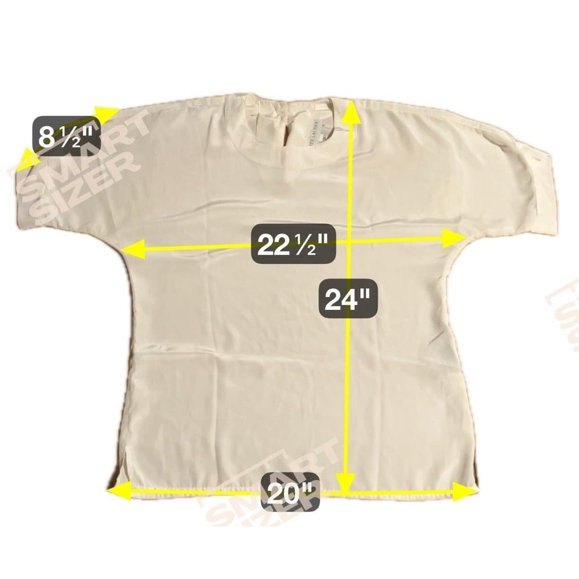 Estee Lauder White Short Sleeve Keyhole Back Blouse, Women's Small Top - Thumbnail 2