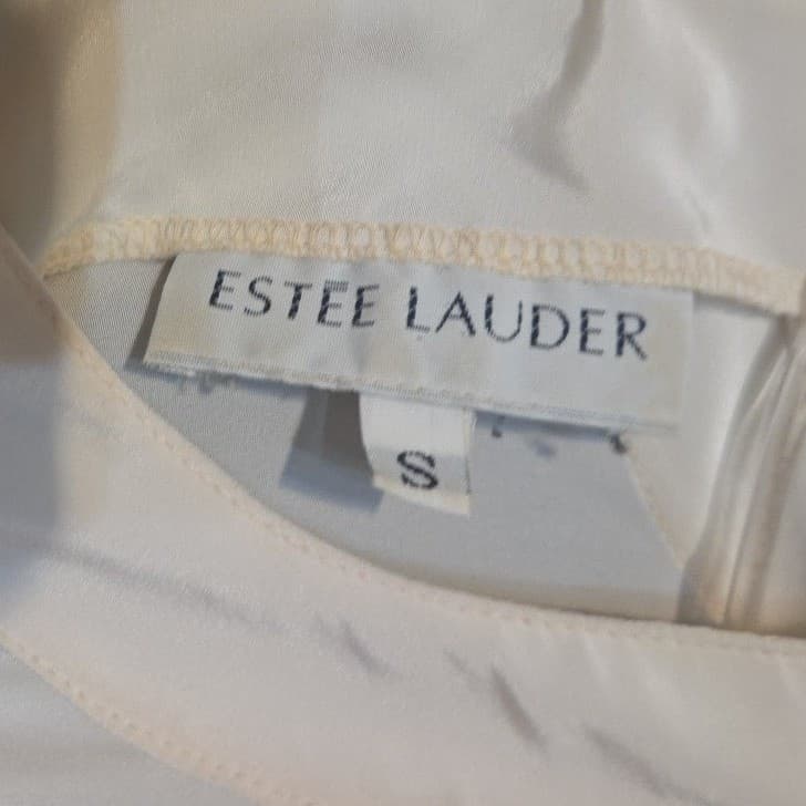Estee Lauder White Short Sleeve Keyhole Back Blouse, Women's Small Top - Thumbnail 5