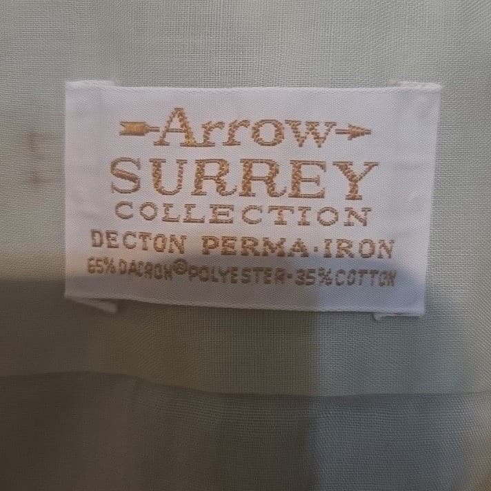 Arrow Surrey Collection Vintage Short Sleeve Button Down, Men's Sage Green Shirt - Thumbnail 5