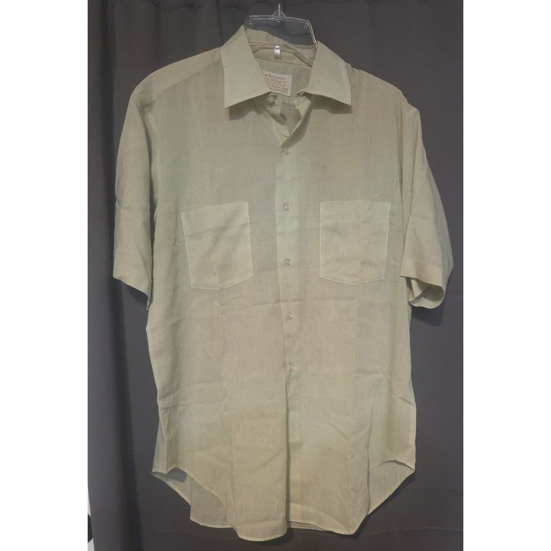 Arrow Surrey Collection Vintage Short Sleeve Button Down, Men's Sage Green Shirt - Thumbnail 3