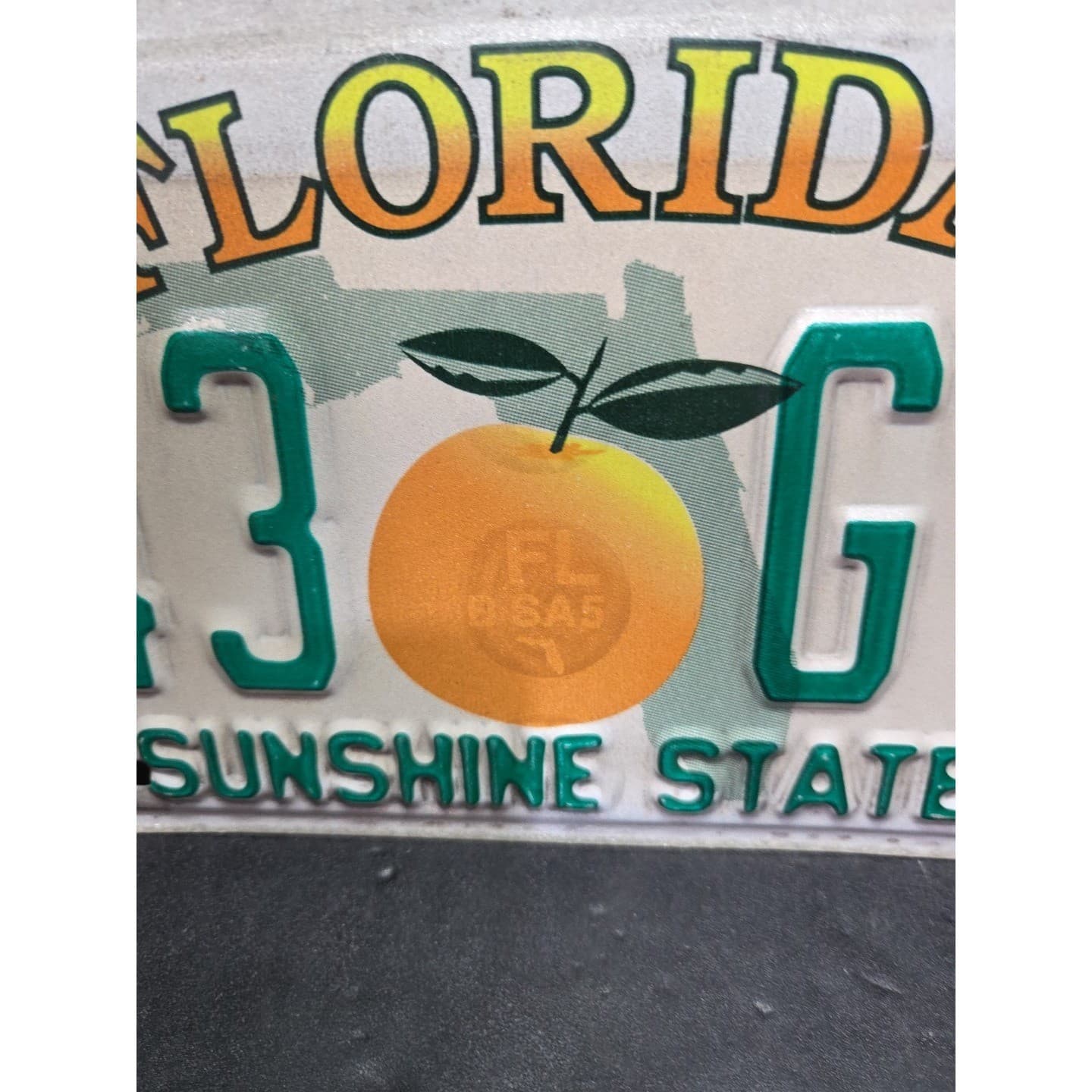 Florida Sunshine State License Plate Orange Graphic U43 GYU, 2003 Sticker - Thumbnail 6