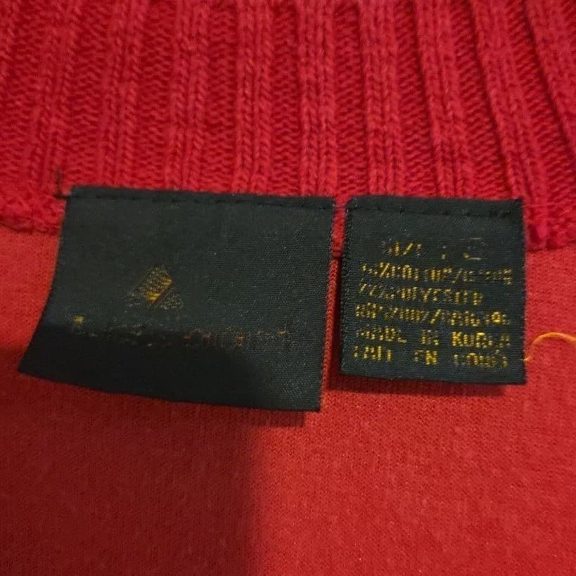 Liz Claiborne Vintage Red Velour V-Neck Cardigan, Women Large Sweater - Thumbnail 5