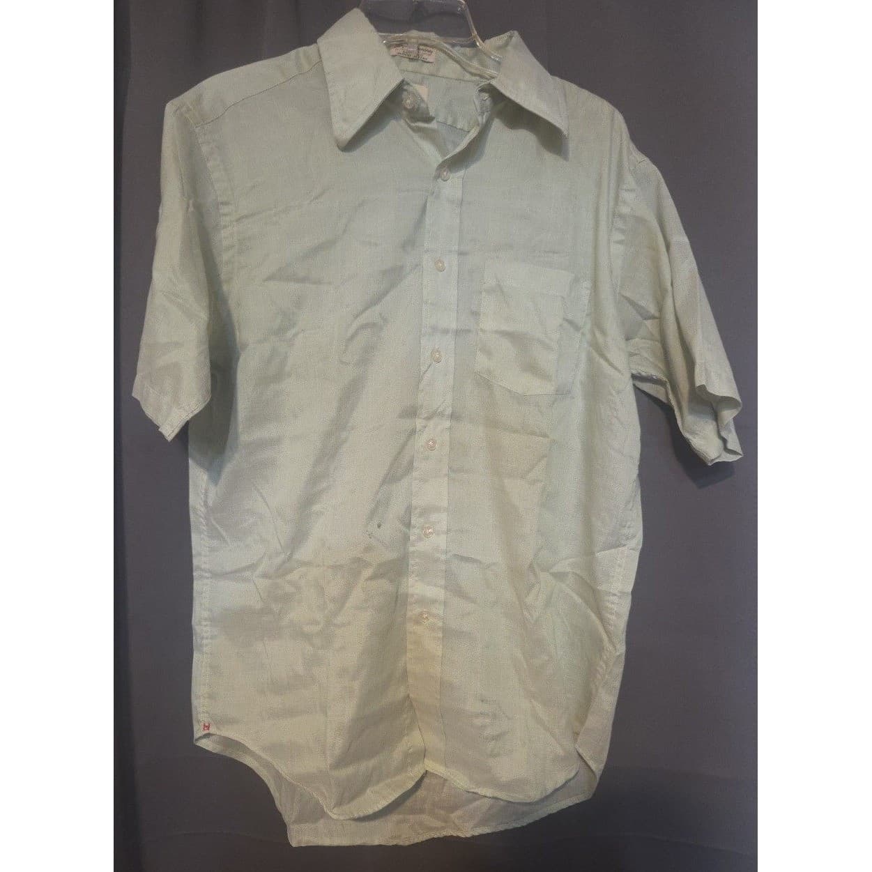 Hathaway Furchgott's Vintage Mint Green Chambray Short Sleeve Button Down Shirt - Thumbnail 3