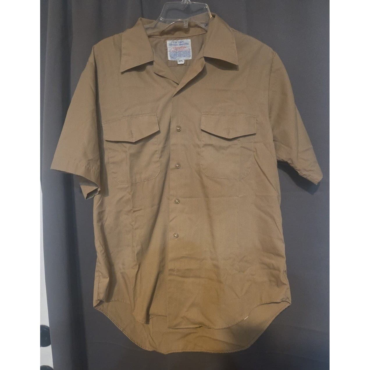 Creighton US Navy Official Uniform Shirt Khaki Tan Short Sleeve MIL-S-17613 16ML - Thumbnail 3