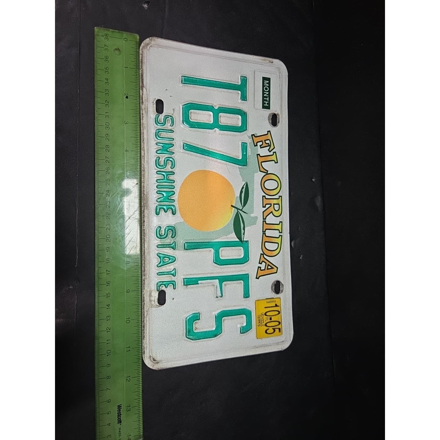 Florida Sunshine State License Plate T87 PFS, Orange Graphic 2005 Expired - Thumbnail 4