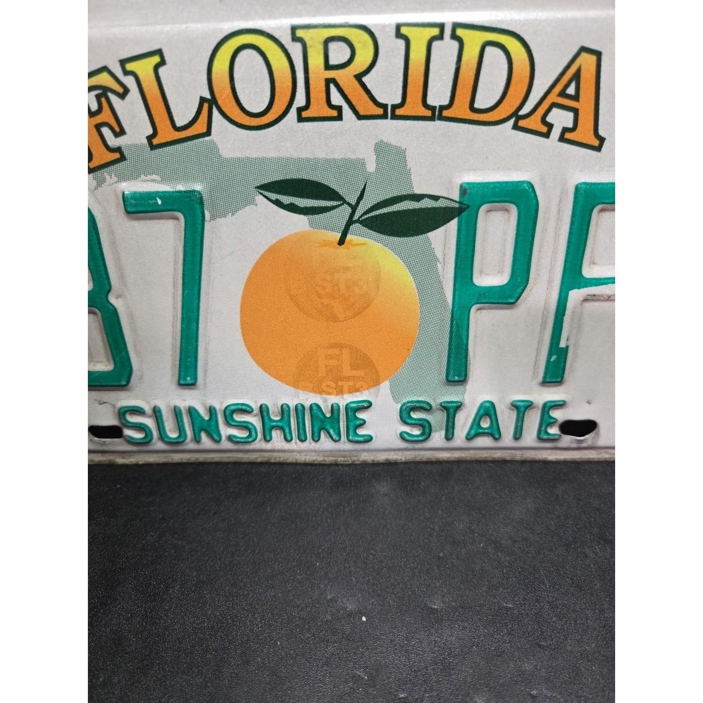 Florida Sunshine State License Plate T87 PFS, Orange Graphic 2005 Expired - Thumbnail 6