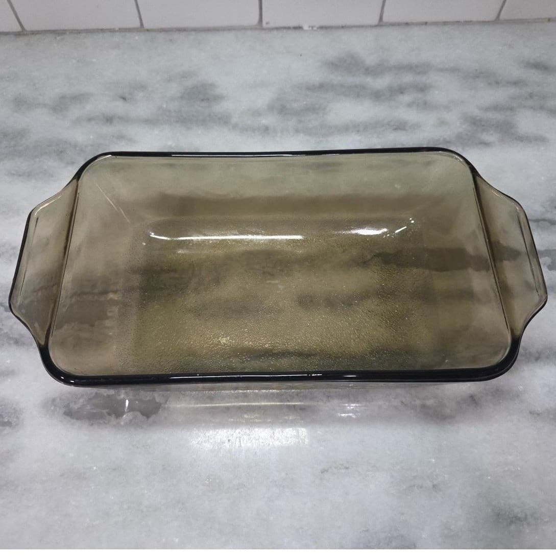 Glasbake Jeanette Smoke Casserole Dish, Vtg Yellow Daisies Design, Kitchenware - Thumbnail 6
