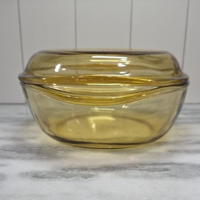 Dynaware Pyr-O-Rey Amber Yellow Casserole Dish, Vintage Mexican Lidded Bakeware - Thumbnail 5