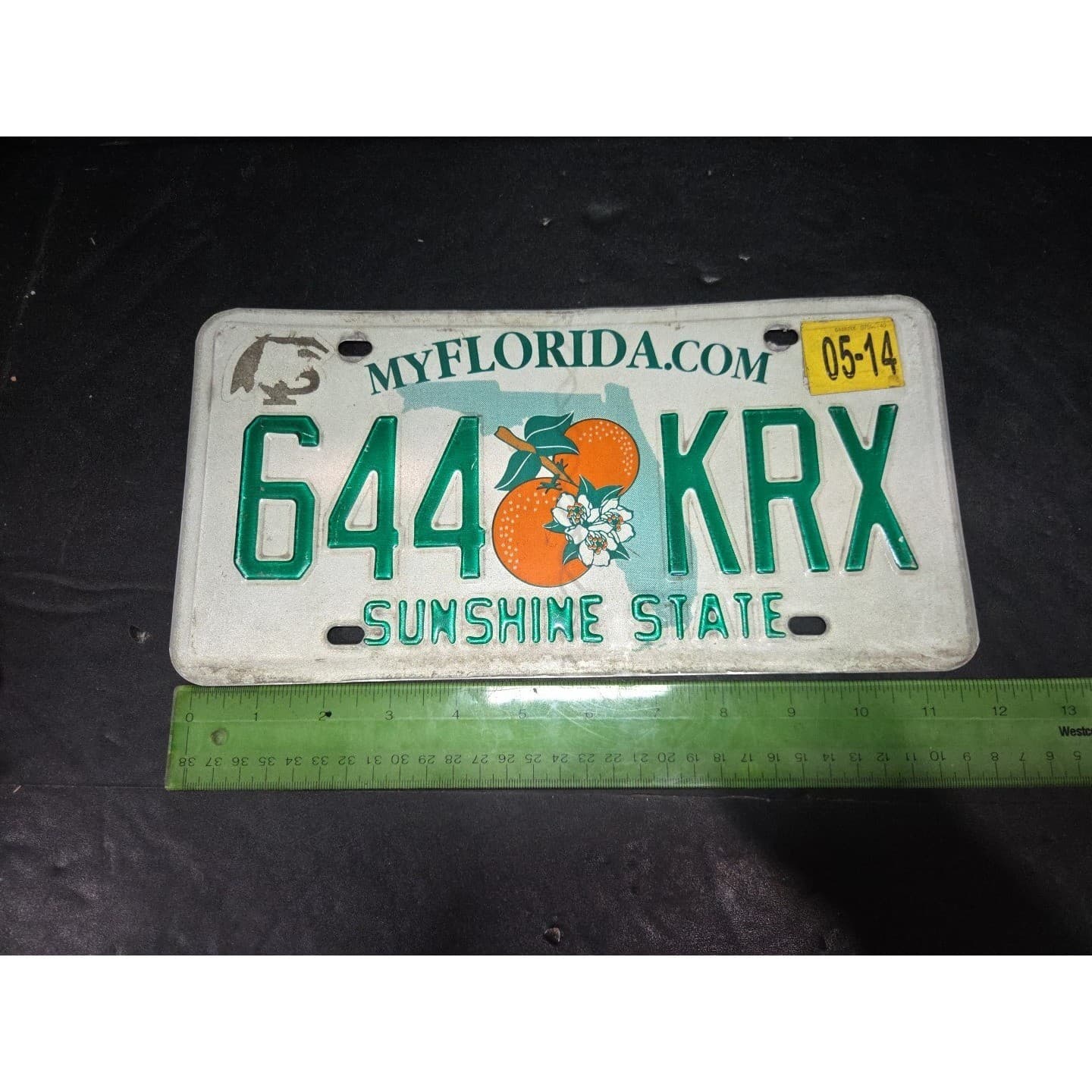 Florida Sunshine State License Plate 644 KRX, May 2014 Expired Tag, Oranges - Thumbnail 4