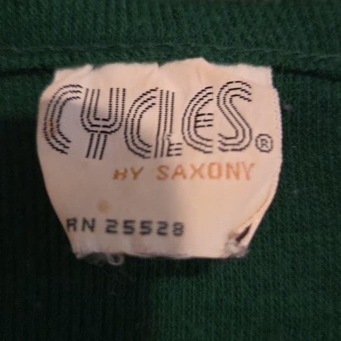 Cycles by Saxony Green Owl Sequined Embroidered Sweater, Vintage Orlon, Large - Thumbnail 5