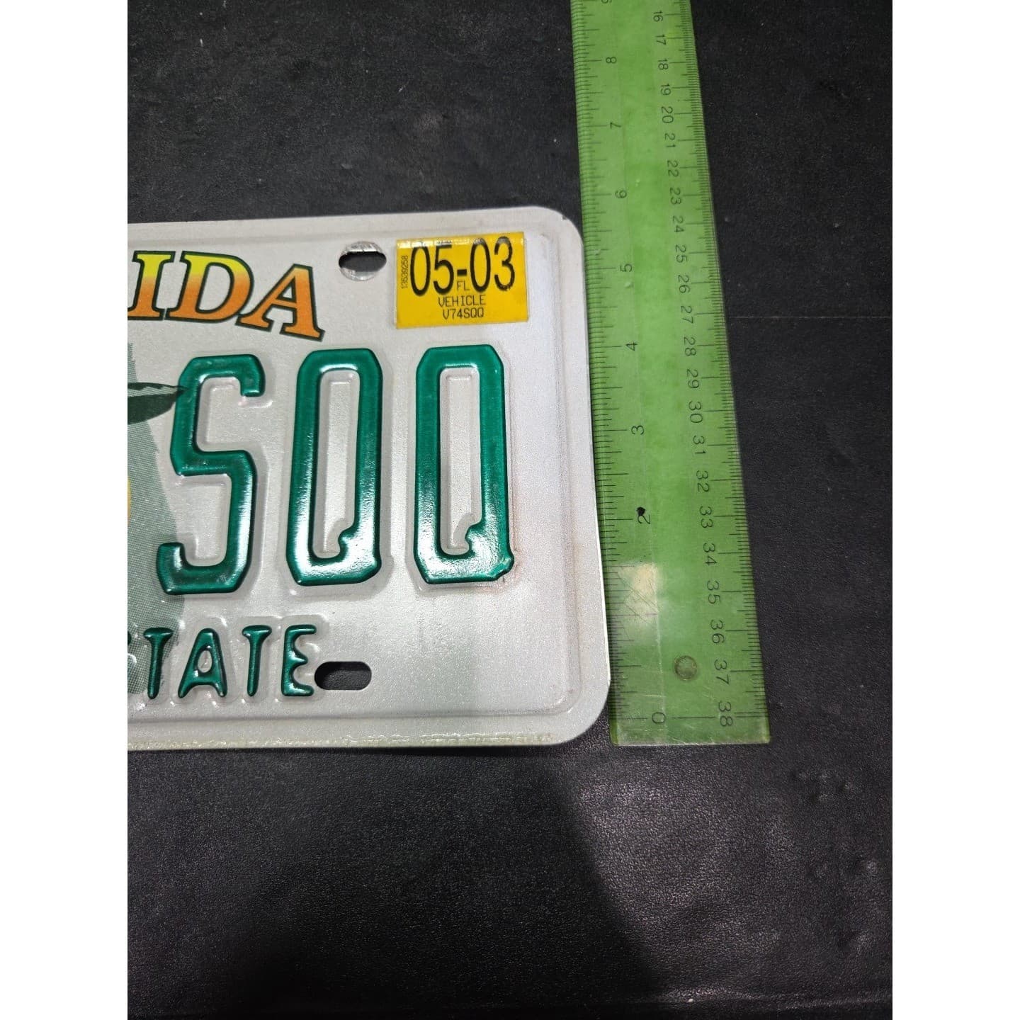 Florida Sunshine State License Plate V74 SQO, Orange Graphic, 2003 Sticker - Thumbnail 5