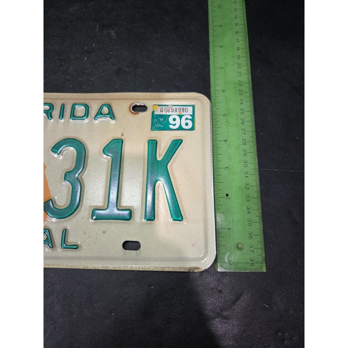 Florida License Plate Duval County JXG 31K, 1996 Vintage Green Orange State Map - Thumbnail 5