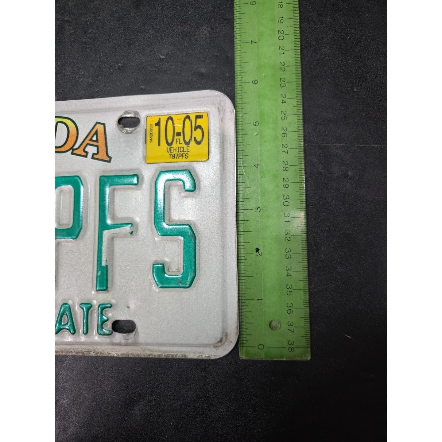 Florida Sunshine State License Plate T87 PFS, Orange Graphic 2005 Expired - Thumbnail 5