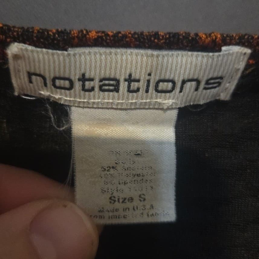 Notations Red Gold Floral 3/4 Sleeve Metallic Knit Top, Woman's Small, 1431N USA - Thumbnail 5