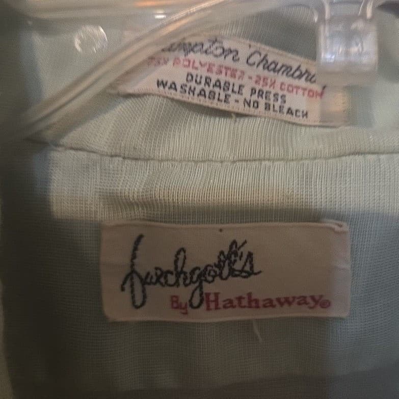 Hathaway Furchgott's Vintage Mint Green Chambray Short Sleeve Button Down Shirt - Thumbnail 5