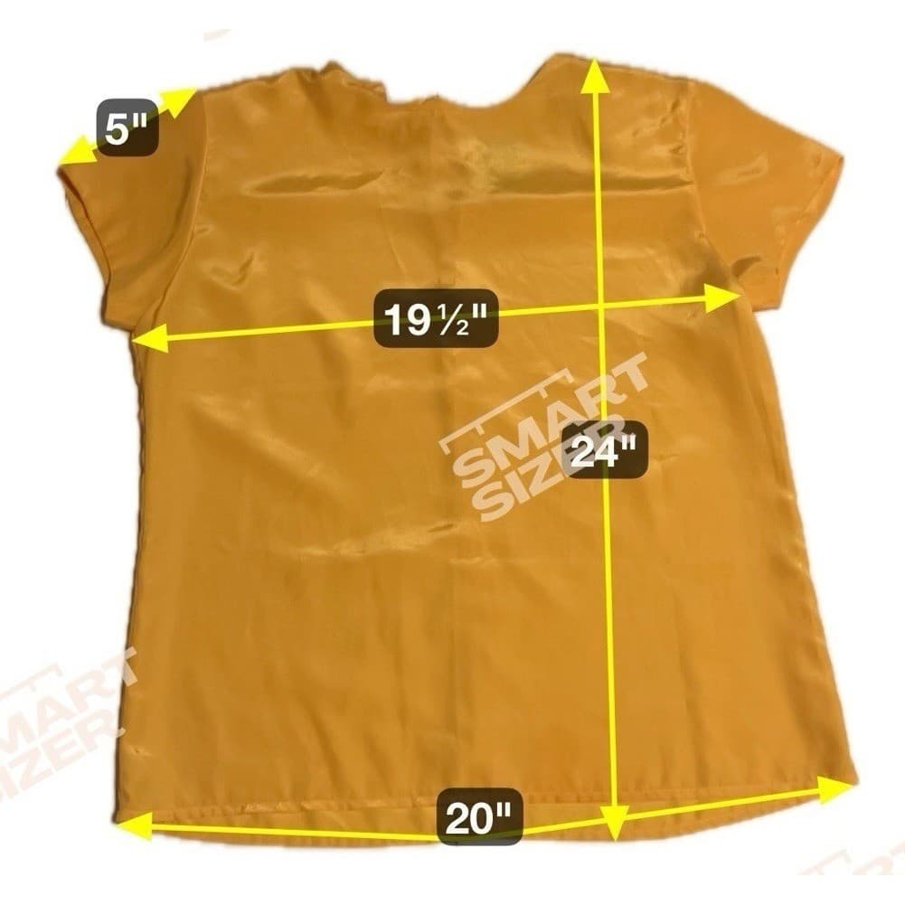 Petite Sophisticate Vintage Yellow Satin Short Sleeve Blouse, Woman's Size 10P - Thumbnail 2