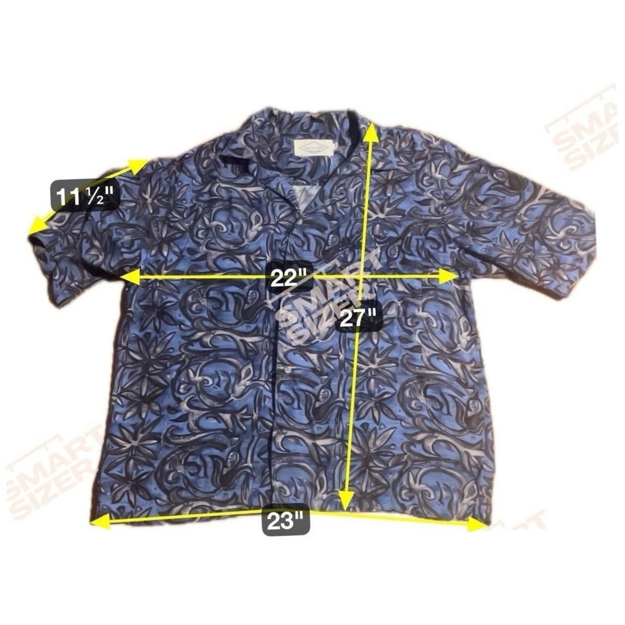 Aca Joe Beach Blue Abstract Floral Cotton Short Sleeve Camp Shirt, Men's Large - Thumbnail 2