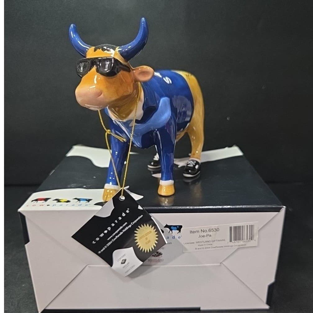 Cow Parade Joe-pa Figurine, Westland Giftware, Collectible #6530, Box/Tag - Thumbnail 2