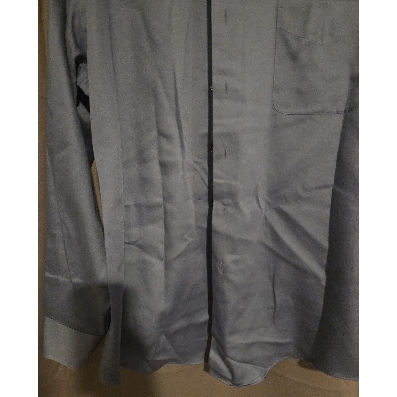 Geoffrey Beene Slate Blue Dress Shirt, Sateen Wrinkle Free, Men's Large 16.5 - Thumbnail 6