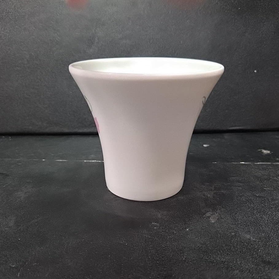 Porcelain Decorative Floral Pattern Vase, White Glossy Finish, Replacement Pot - Thumbnail 3