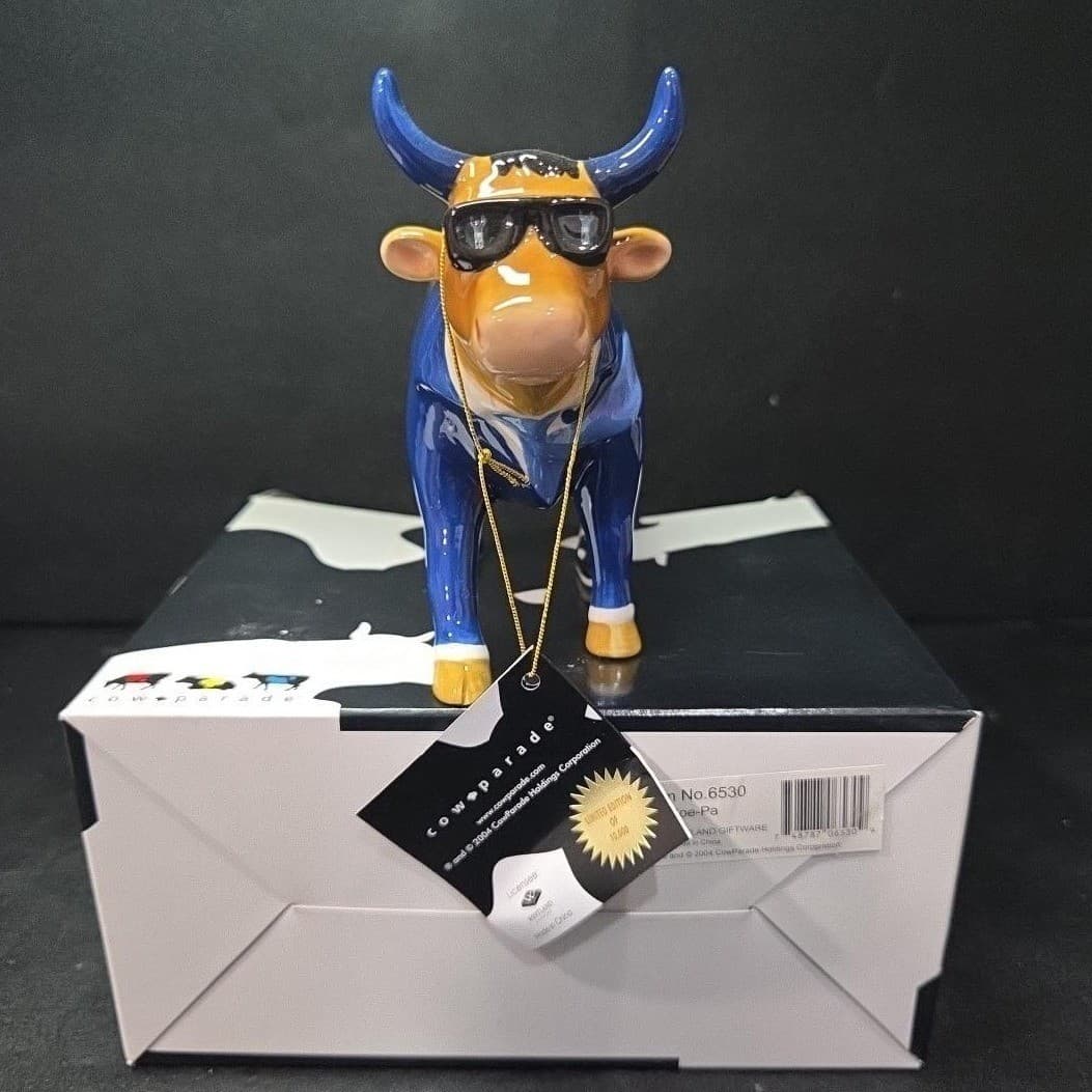 Cow Parade Joe-pa Figurine, Westland Giftware, Collectible #6530, Box/Tag - Thumbnail 3