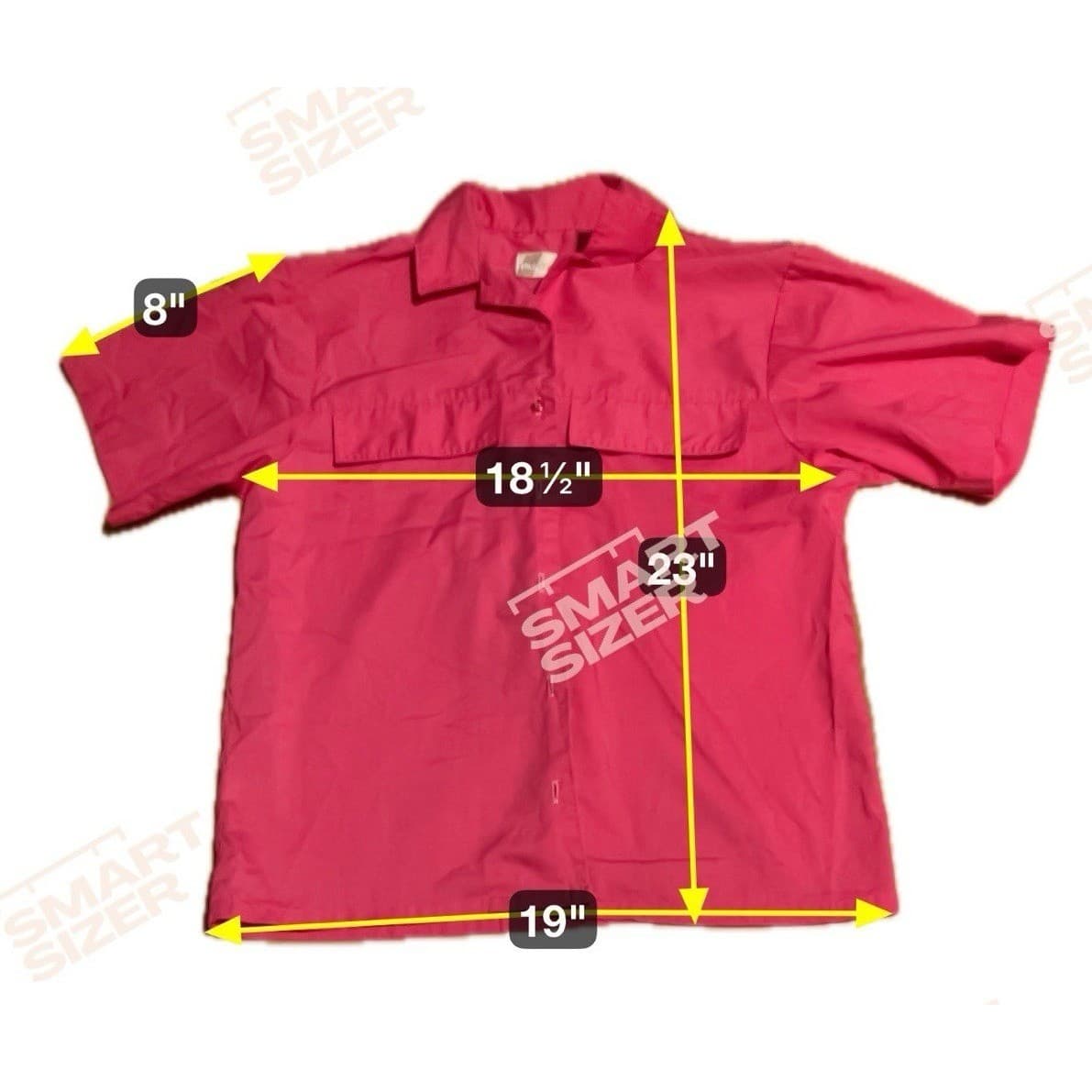 Au Courant Petite Vintage Hot Pink Short Sleeve Button Down Utility Shirt Top - Thumbnail 2