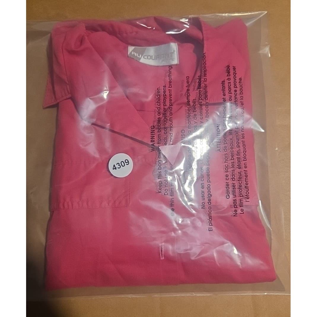 Au Courant Petite Vintage Hot Pink Short Sleeve Button Down Utility Shirt Top - Thumbnail 8