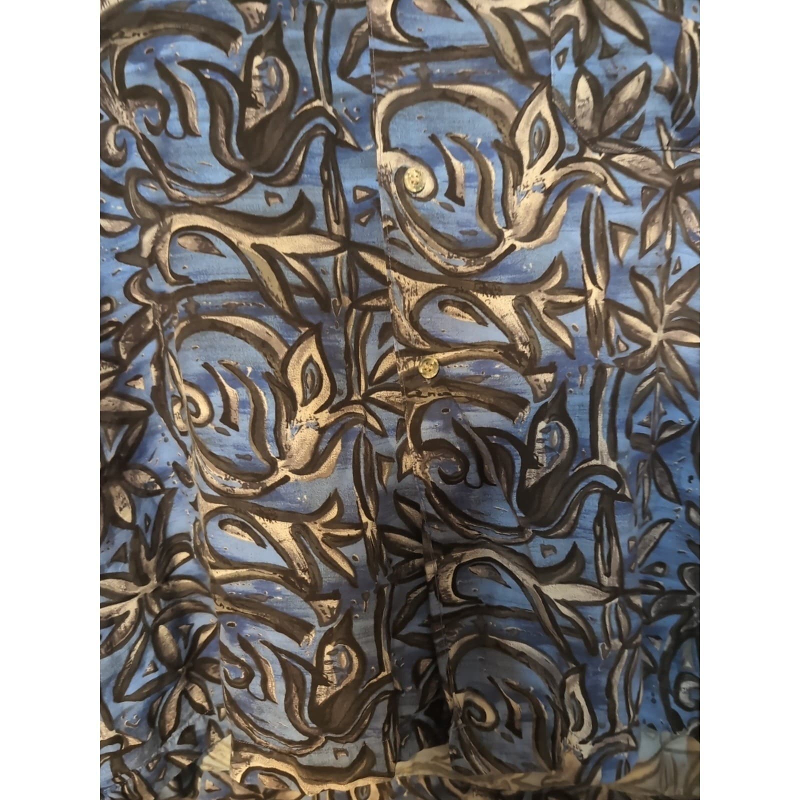 Aca Joe Beach Blue Abstract Floral Cotton Short Sleeve Camp Shirt, Men's Large - Thumbnail 7