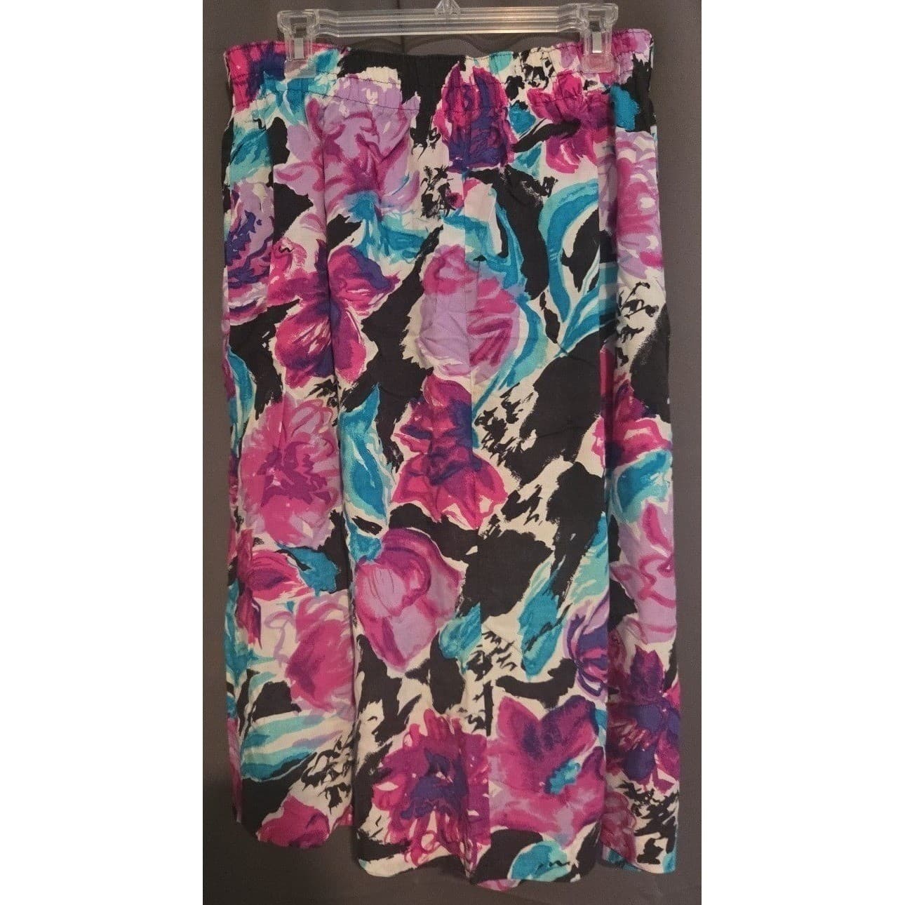 Norton & Company Vintage Floral High Waisted Pleated Midi Skirt, Purple Teal - Thumbnail 4