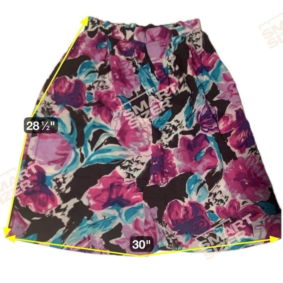 Norton & Company Vintage Floral High Waisted Pleated Midi Skirt, Purple Teal - Thumbnail 2