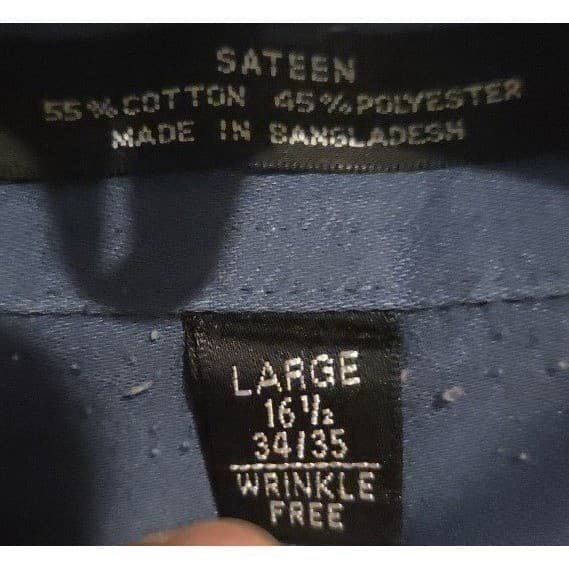 Geoffrey Beene Slate Blue Dress Shirt, Sateen Wrinkle Free, Men's Large 16.5 - Thumbnail 9