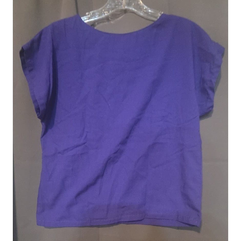 Cristina Purple Short Sleeve Crew Neck, Women's Small Top, Violet Blouse - Thumbnail 4