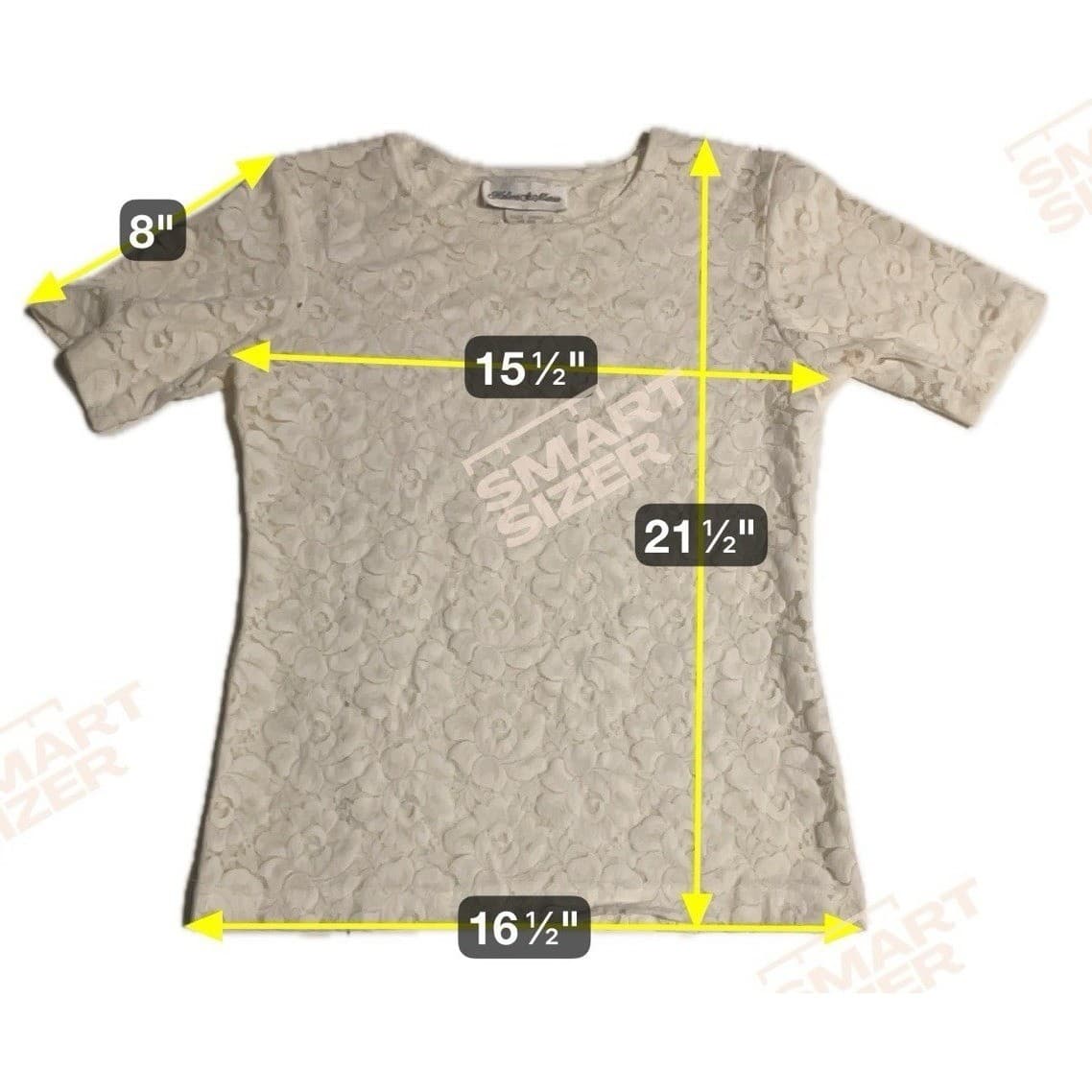 Helene St Marie Ivory Floral Lace Short Sleeve Crew Neck, Woman's Small Top - Thumbnail 5