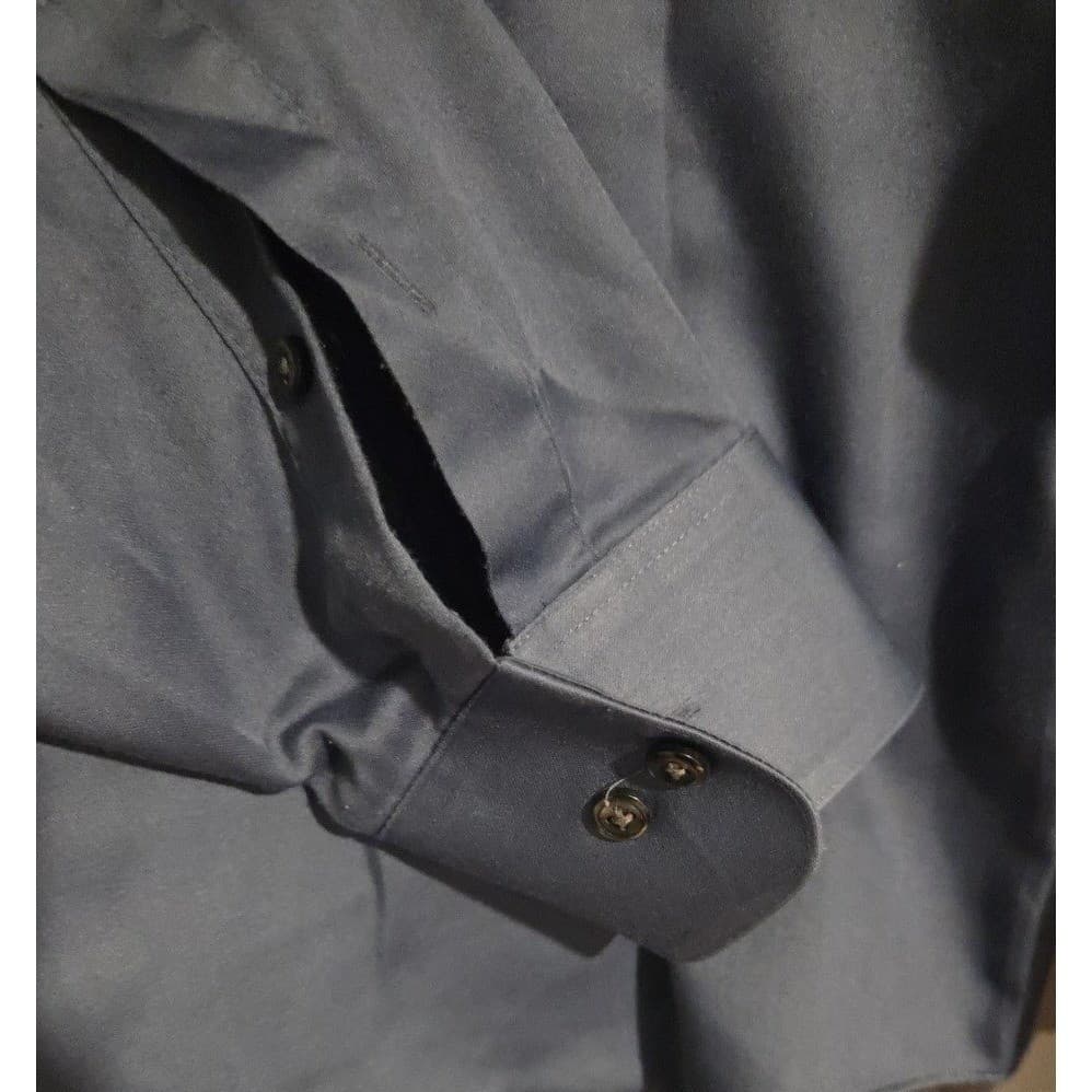 Geoffrey Beene Slate Blue Dress Shirt, Sateen Wrinkle Free, Men's Large 16.5 - Thumbnail 7