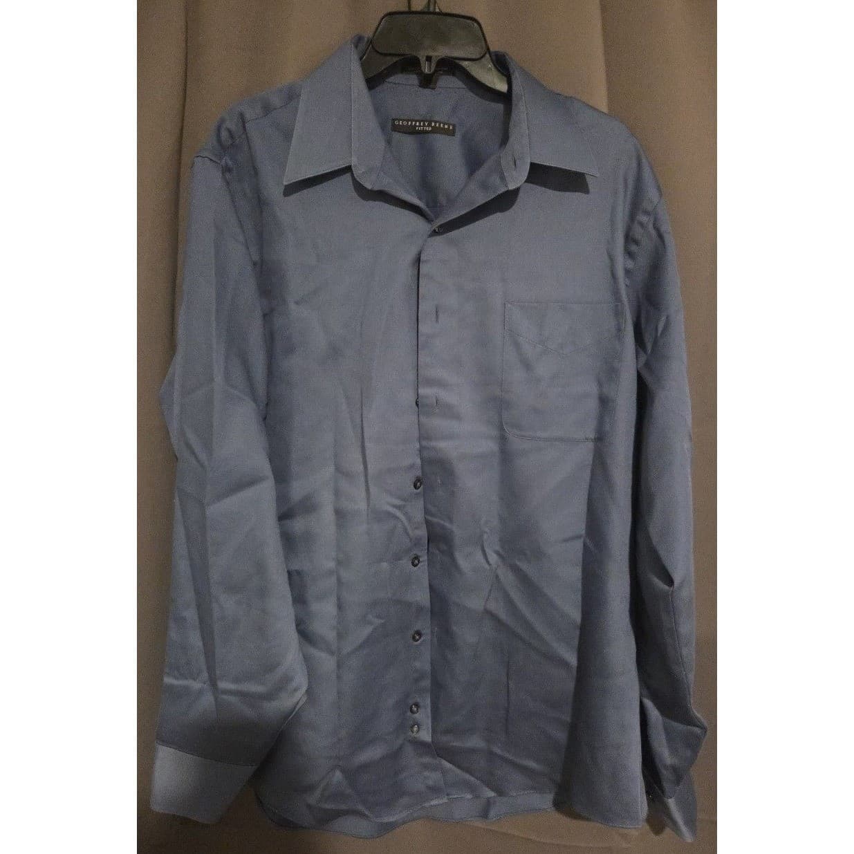 Geoffrey Beene Slate Blue Dress Shirt, Sateen Wrinkle Free, Men's Large 16.5 - Thumbnail 3