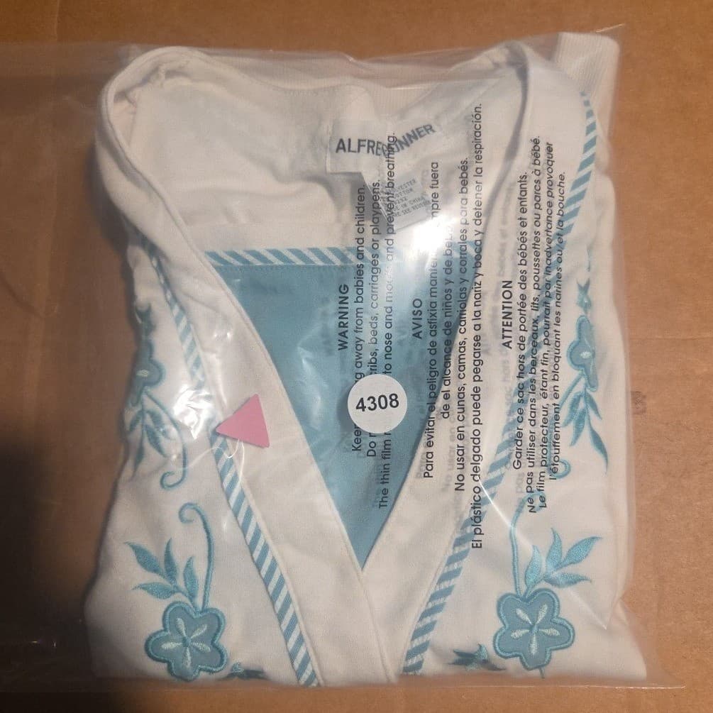 Alfred Dunner White Turquoise Floral Embroidered Cardigan, Women's Small - Thumbnail 7