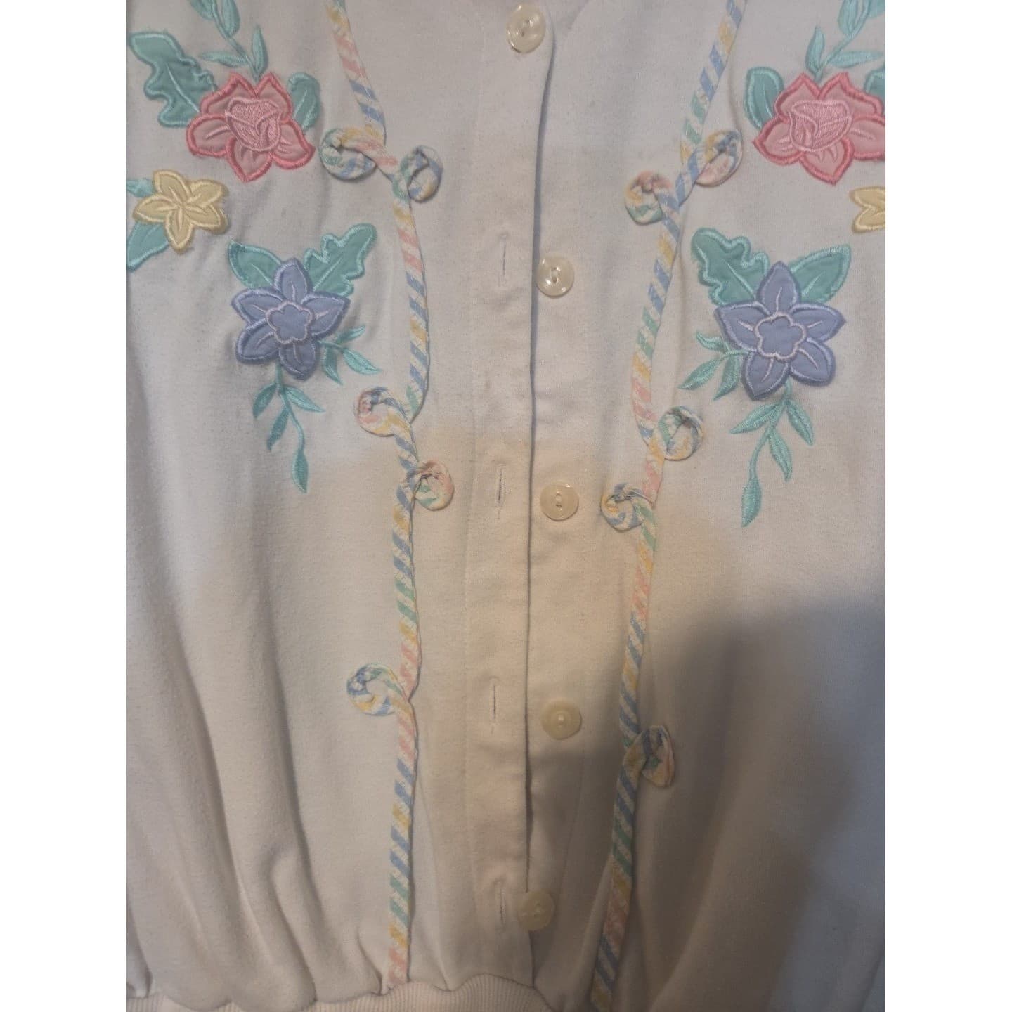 Alfred Dunner Vintage Floral Embroidered Button Front Cardigan, Woman's Petite M - Thumbnail 7