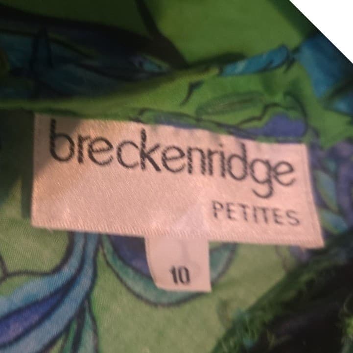 Breckenridge Petites Green Blue Floral Paisley Blouse, Woman's Size 10 Top - Thumbnail 5
