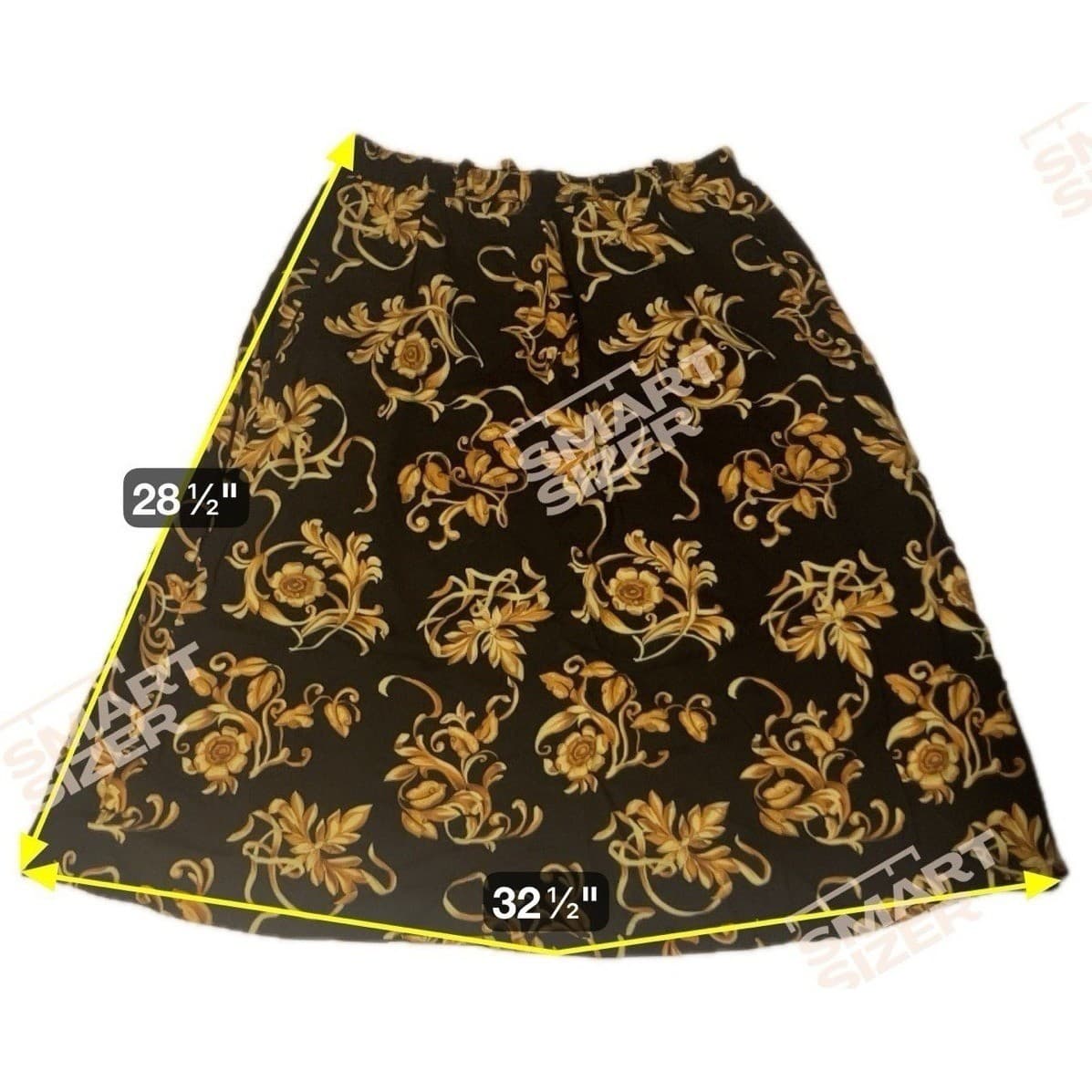 Connections Related Separates Black Gold Baroque Floral Scroll Midi Skirt Womens - Thumbnail 2